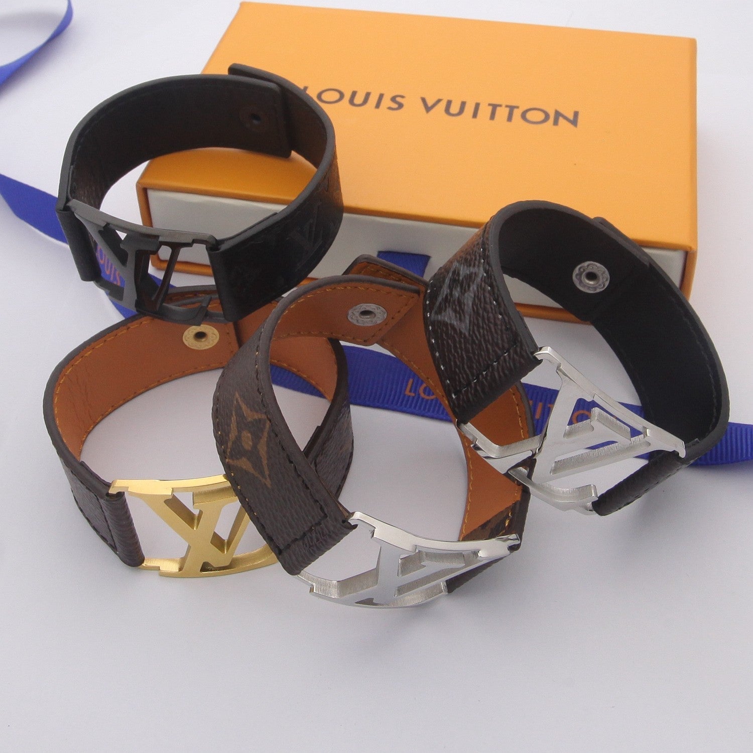 Printed Cutout Logo Leather Bracelet