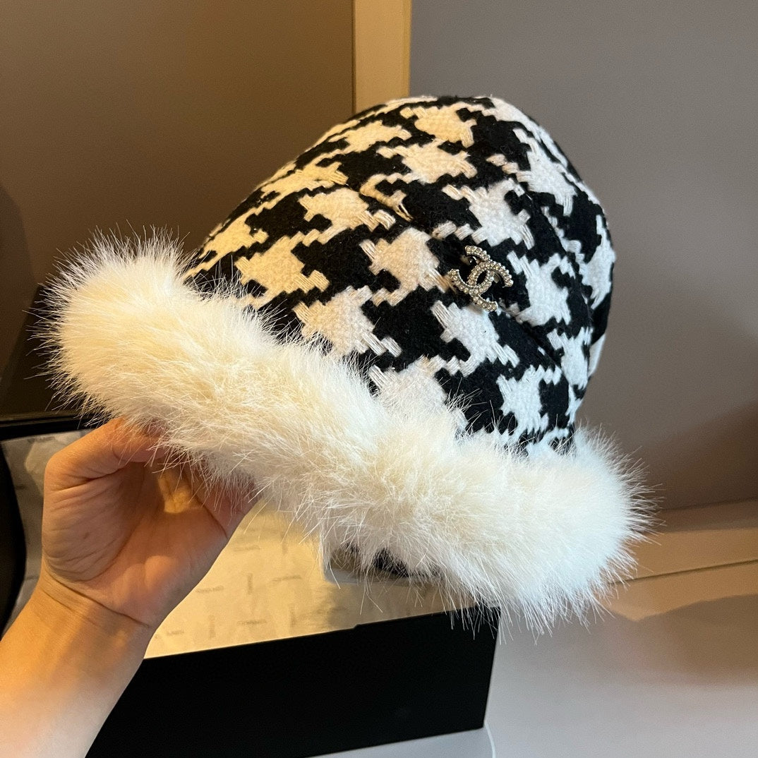 Houndstooth Ear Hat