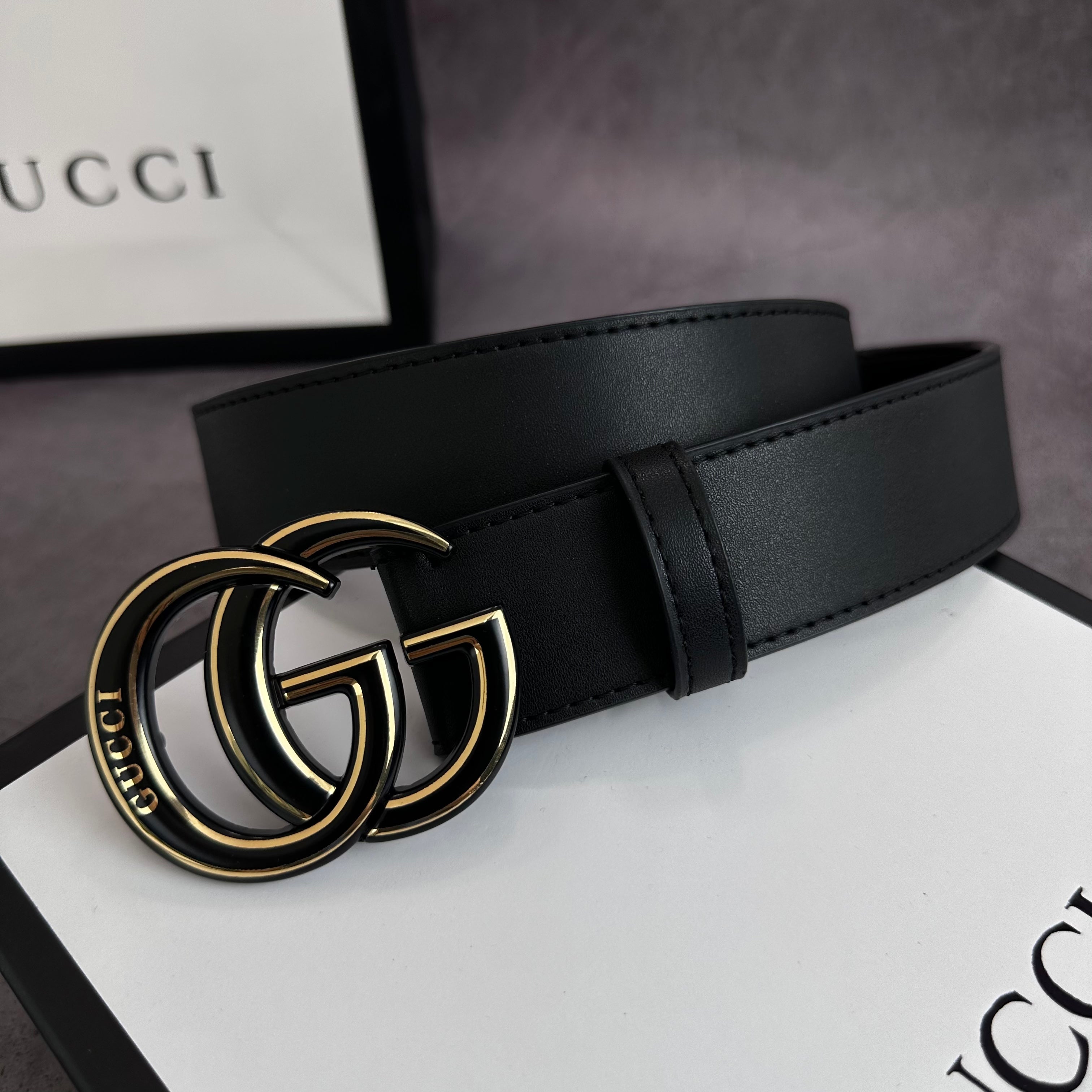 2 Colors luxury printed letter leather belt