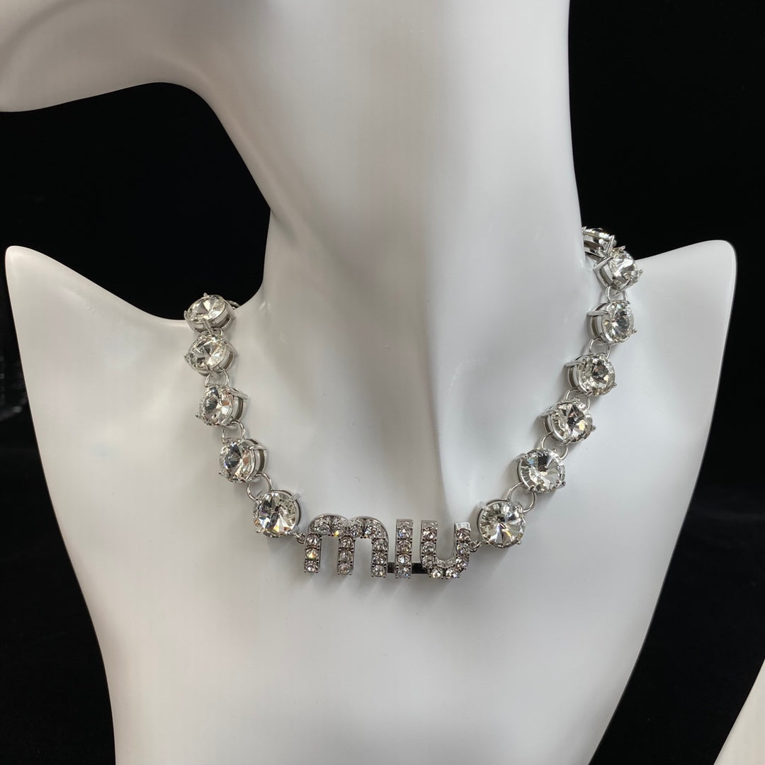 Sparkling Crystal Diamond Bracelet Necklace Set