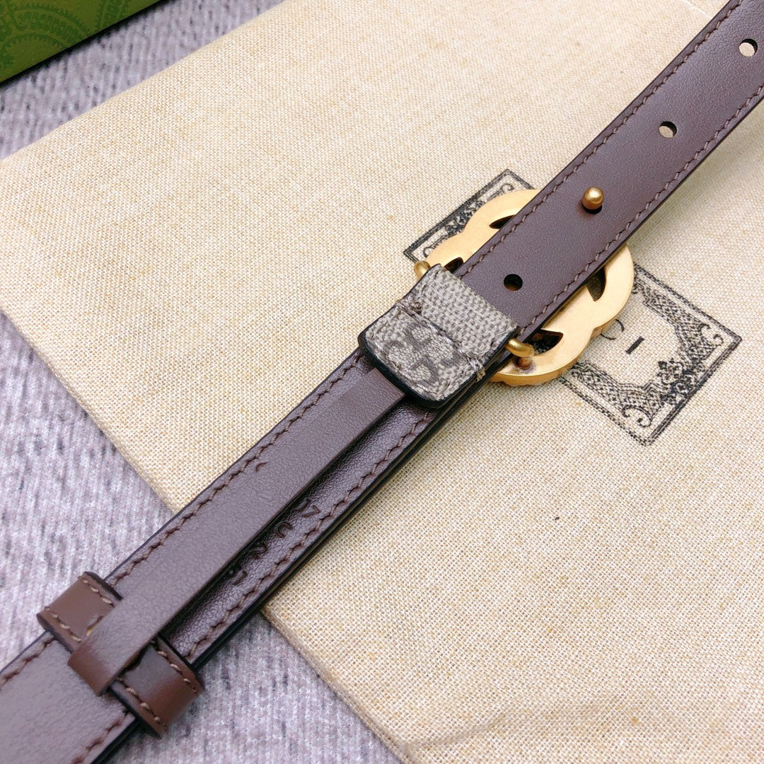 Belt lined with top layer calfskin. With original single pearl buckle head, width 2.0