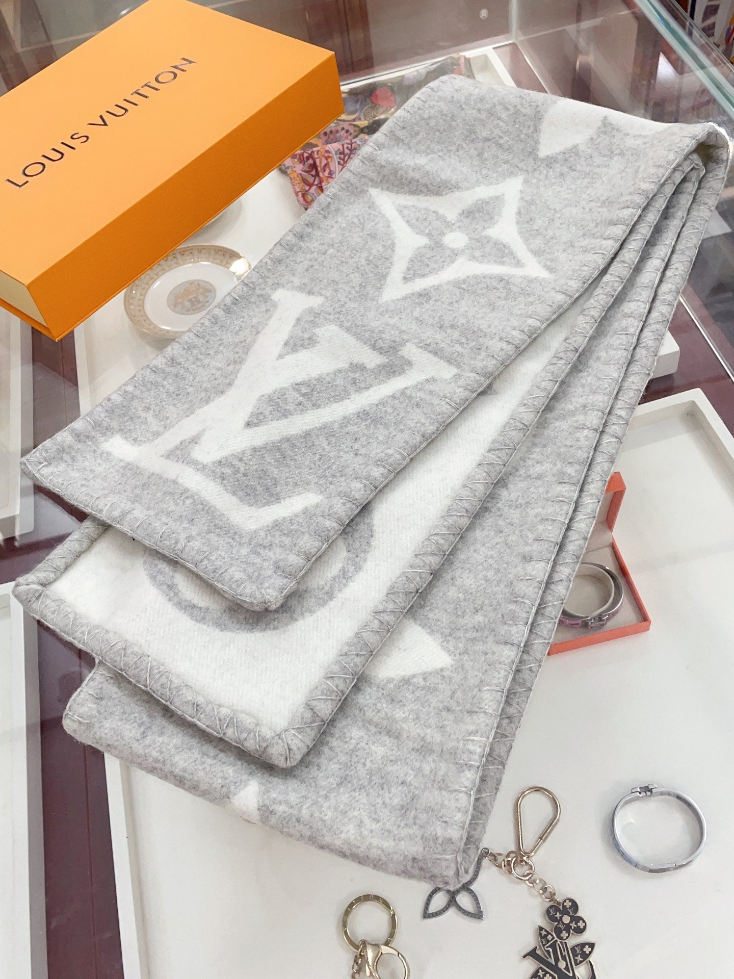 Cashmere Embossed Long Scarf