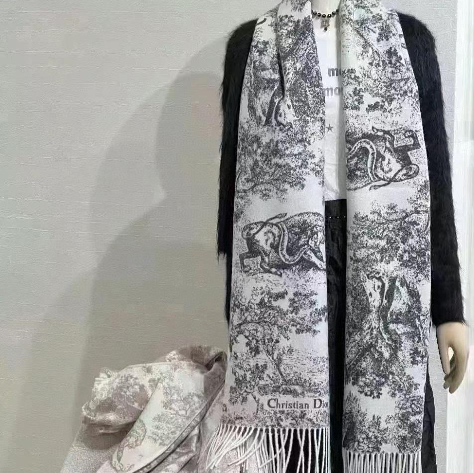 Forest Print Tassel Scarf