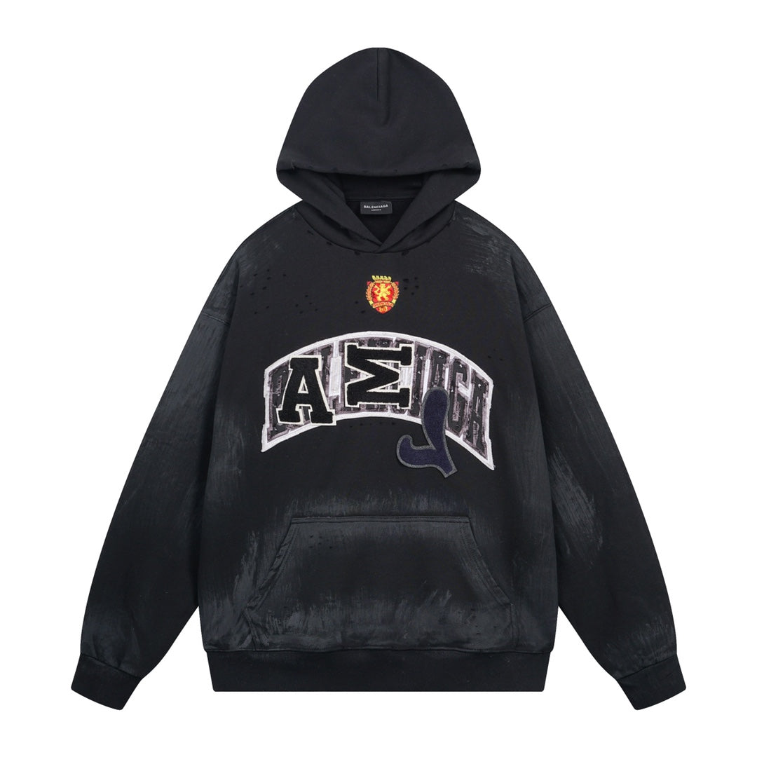 Skater Hoodie Oversized in black curly fleece