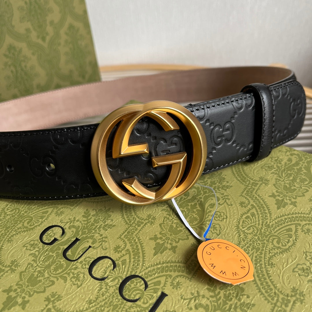 Calfskin embossed belt width 38mm