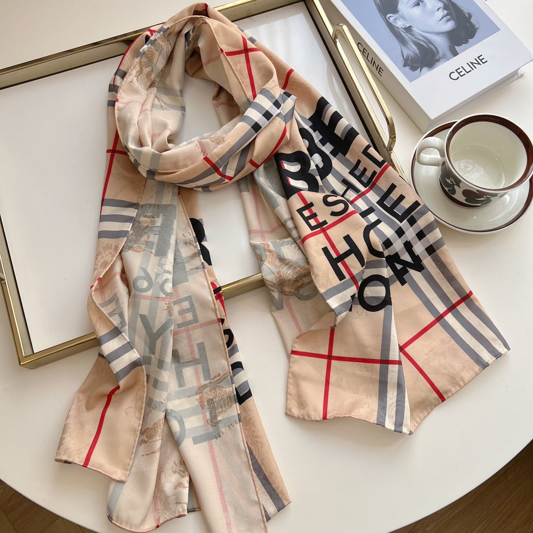 Four Color Classic Plaid Silk Scarf