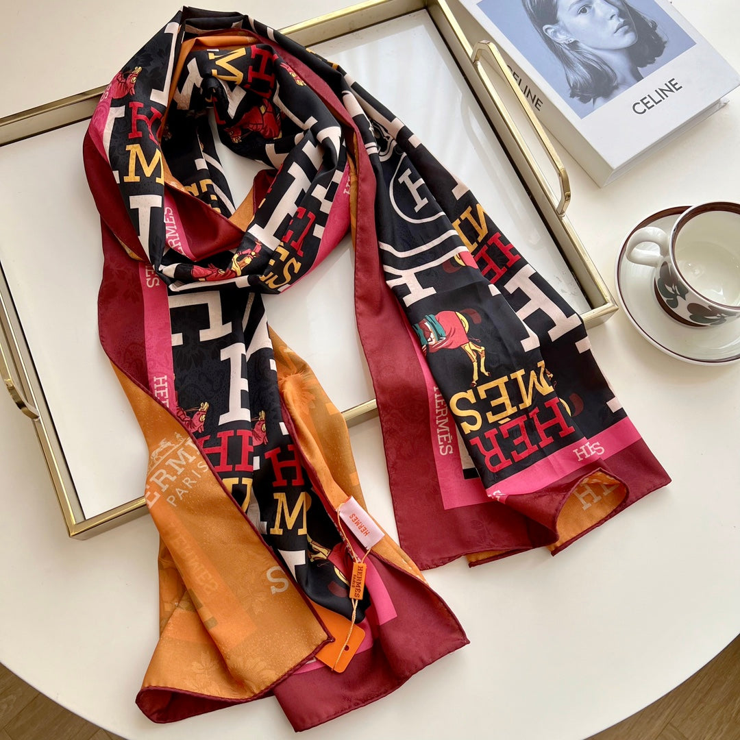 Double Sided Horse Pattern Silk Scarf