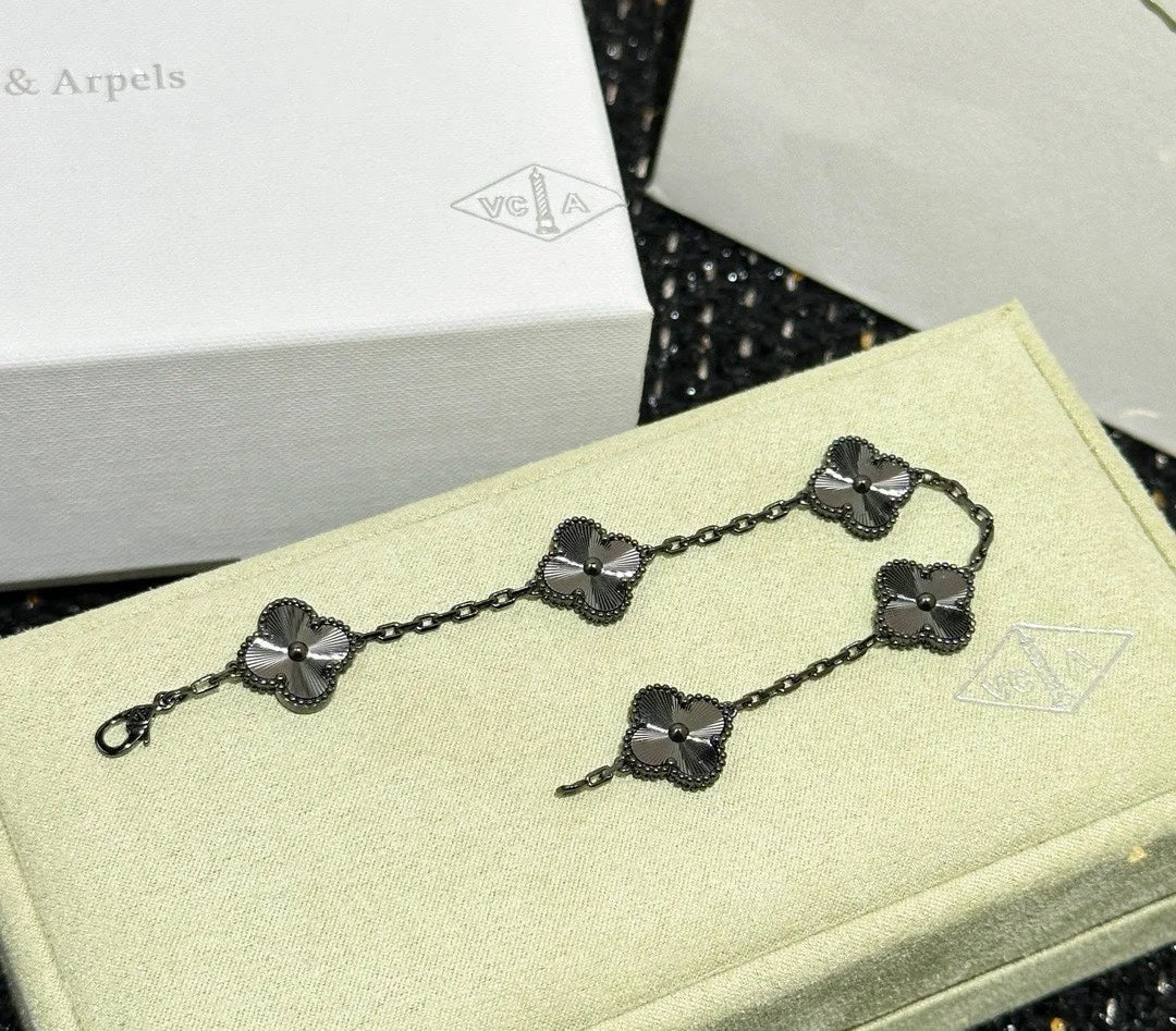 Black Four-Leaf Clover Bracelet