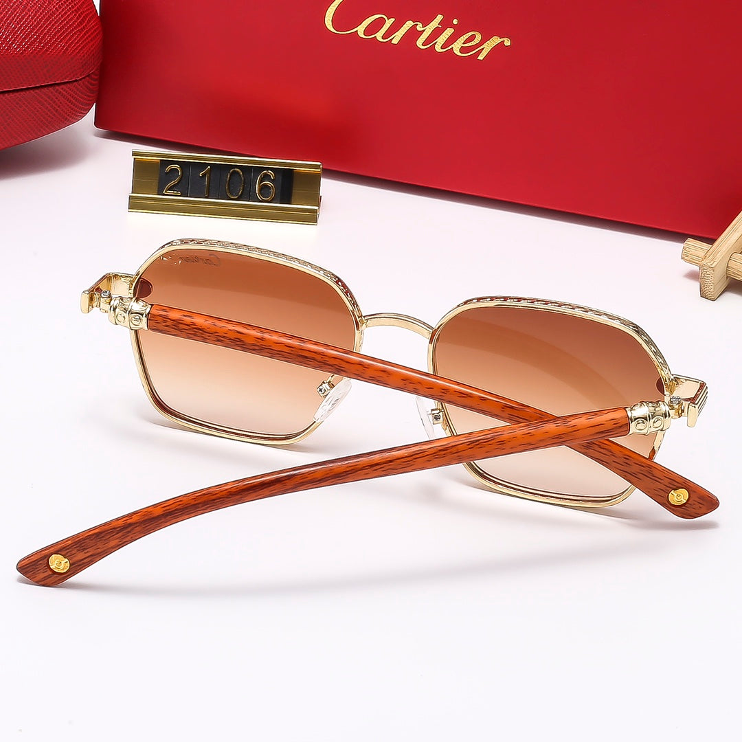 Square Fashion Wooden Frame Sunglasses 2107