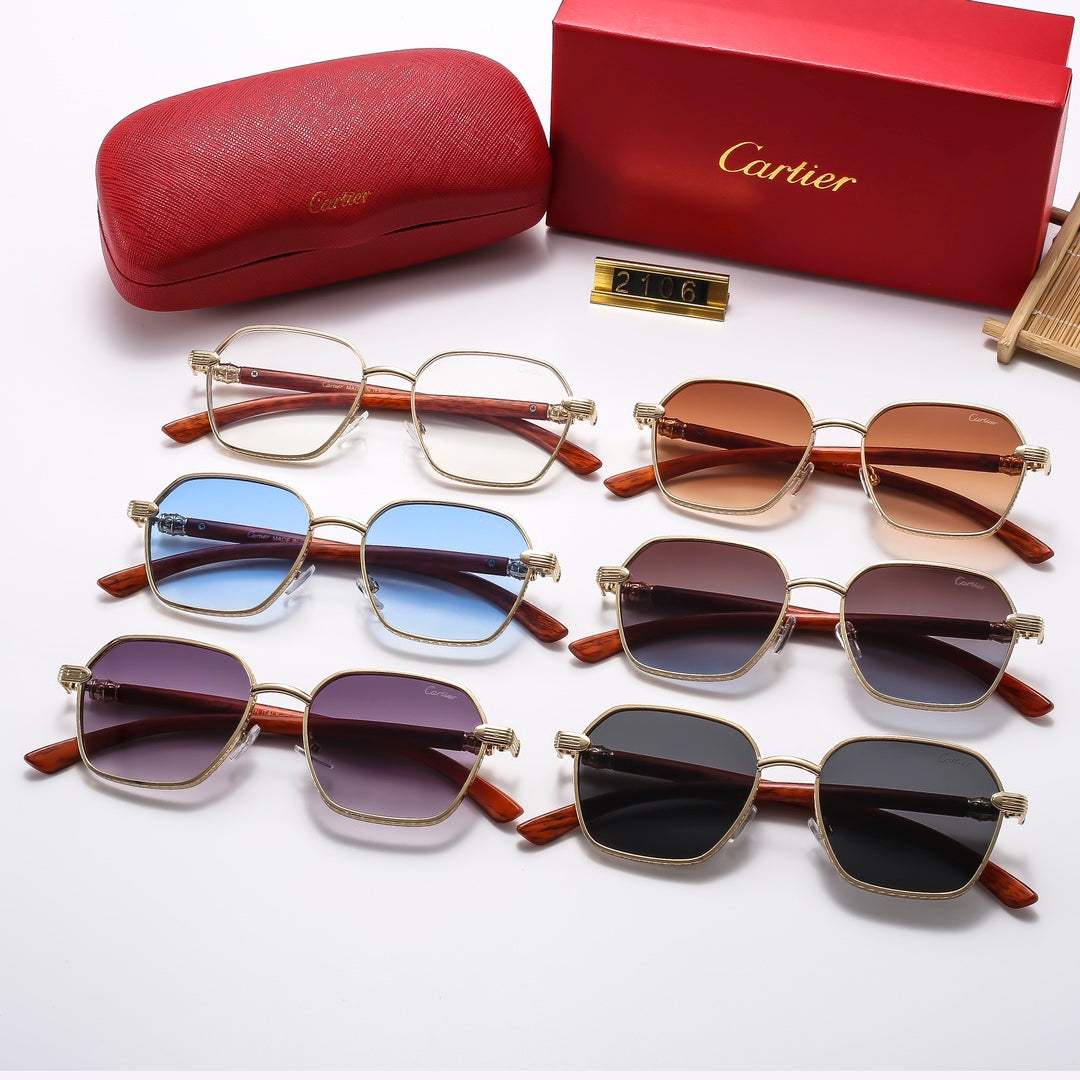 Square Fashion Wooden Frame Sunglasses 2107