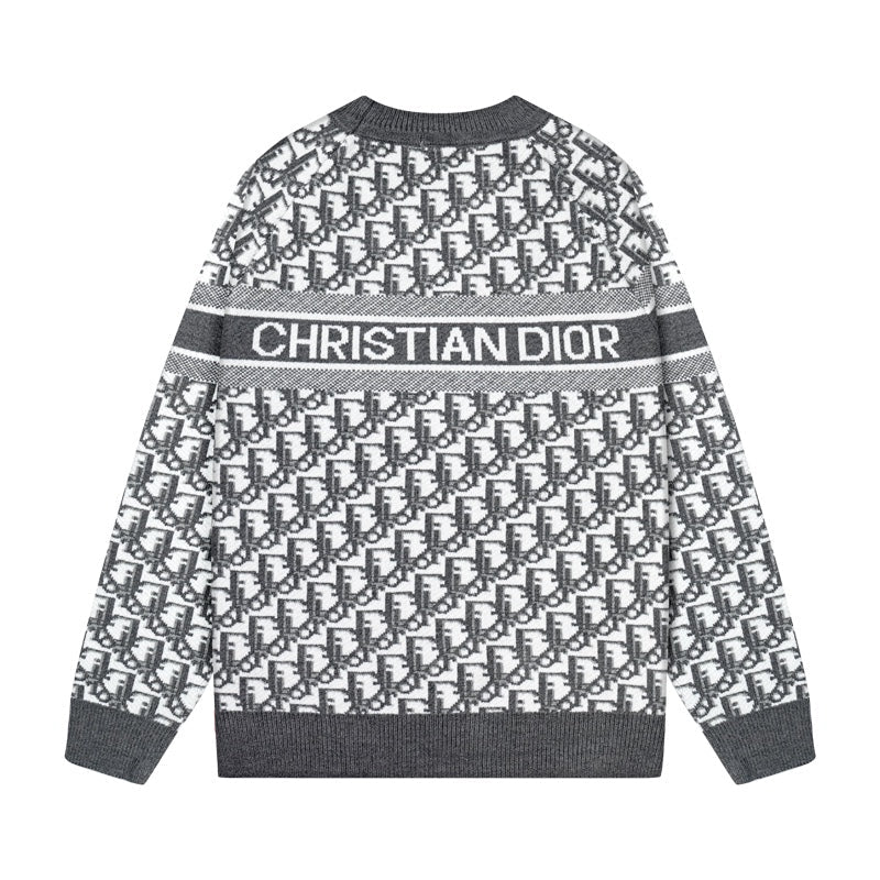 All Over Monogram Jacquard Crew Neck Sweater