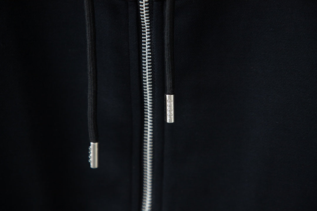 0818 New color contrast zip-up hoodie