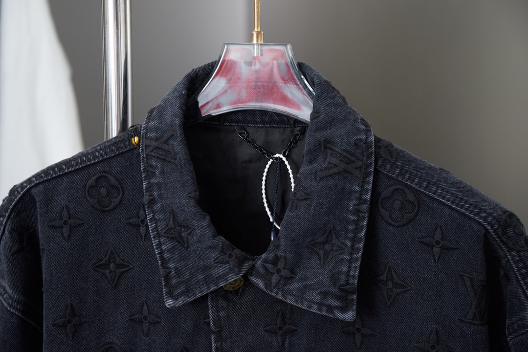 0916 Heavy gradient Aurora embroidered denim jacket