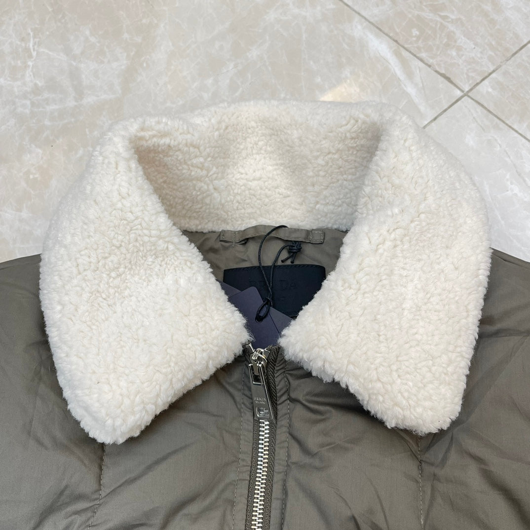 1102 New new spliced lamb wool collar down jacket